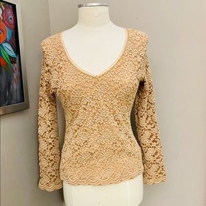 Papillon Blanc Cream Lace Top Size L